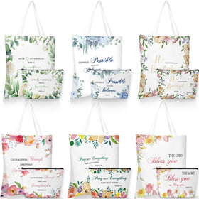 Aliceset Bible verse tote bag in white, roomy for books and daily items.
