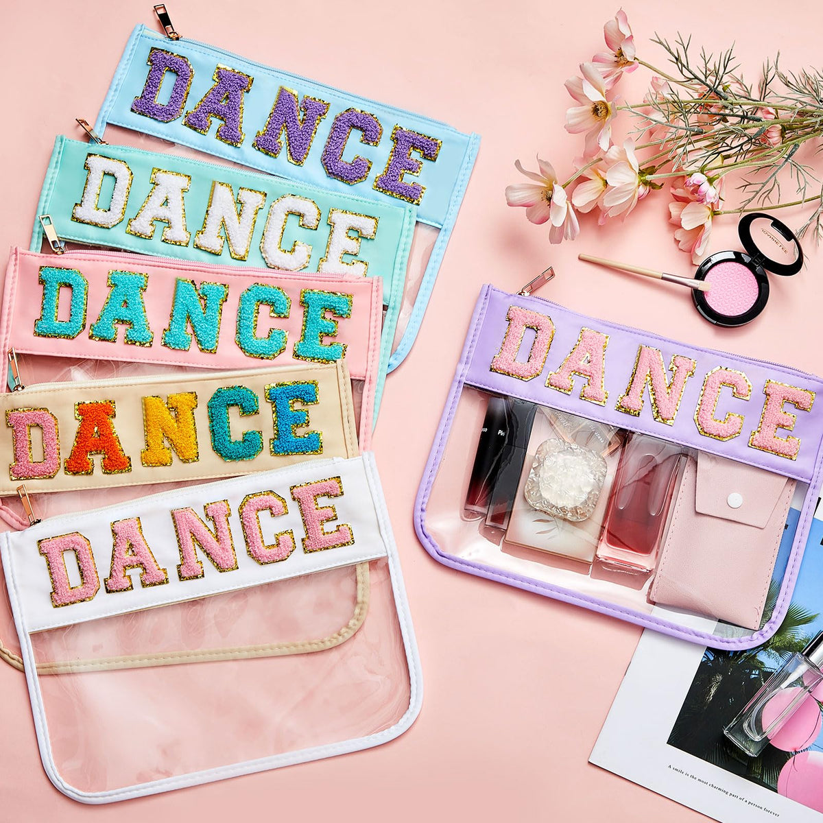 AliceSet six clear cosmetic bags provide versatile storage on the go.