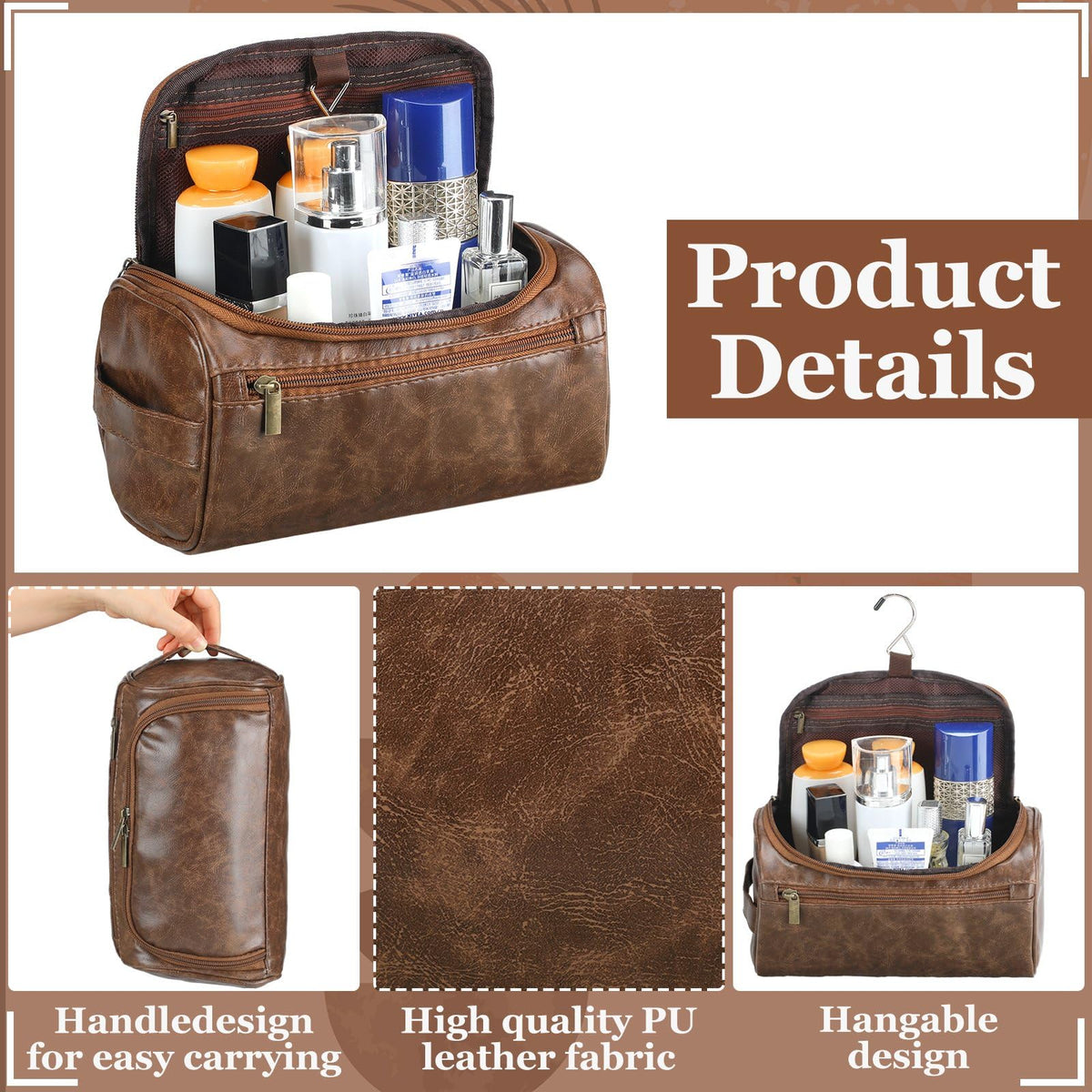 AliceSet dark brown wedding proposal bag, stylish waterproof design for travel.