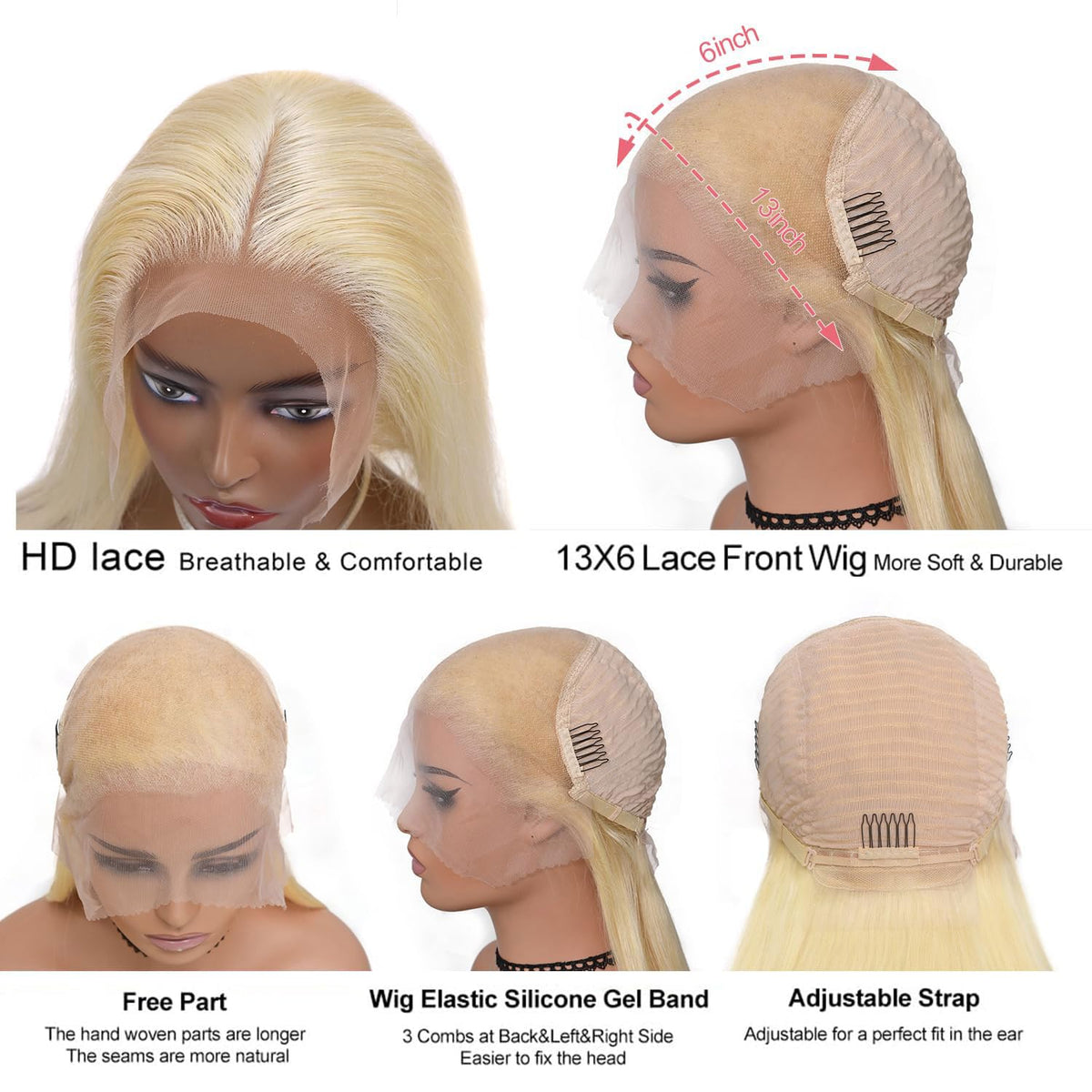 Alididi 22.5 cap wig with adjustable straps for secure fit