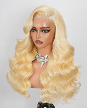 ALIDIDI MINI KNOTS 613-13x6 lace front wig close-up shows natural hairline and seamless blend