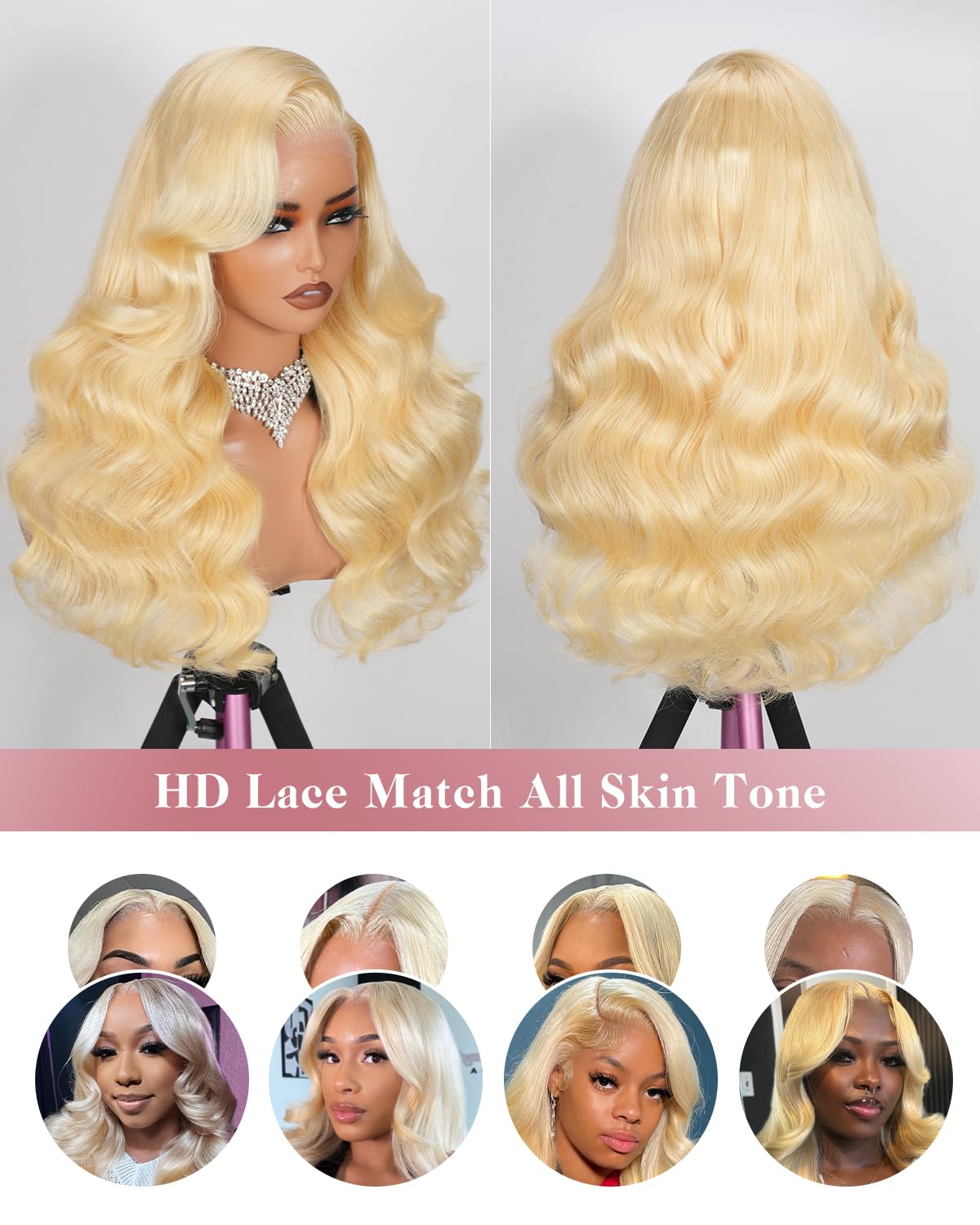 ALIDIDI MINI KNOTS 613-13x6 lace front wig with transparent cap for invisible knots