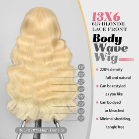 Alimubi Hair 613 blonde body wave wig 28 inch ready for color