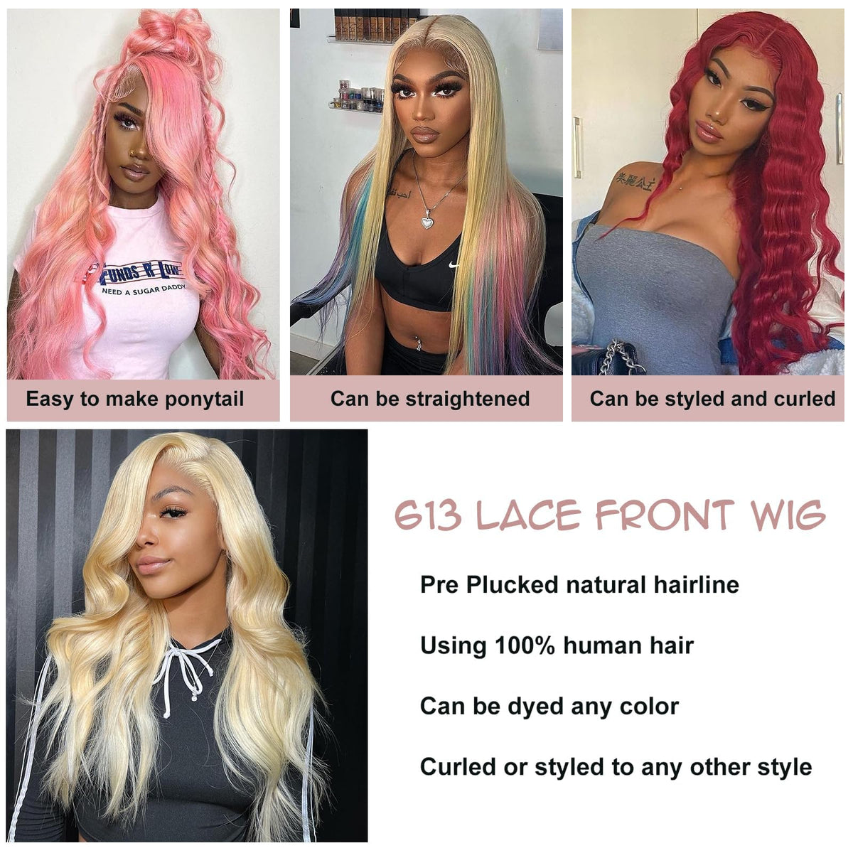 Alimubi Hair virgin Brazilian blonde wig 12A ready for color and styling
