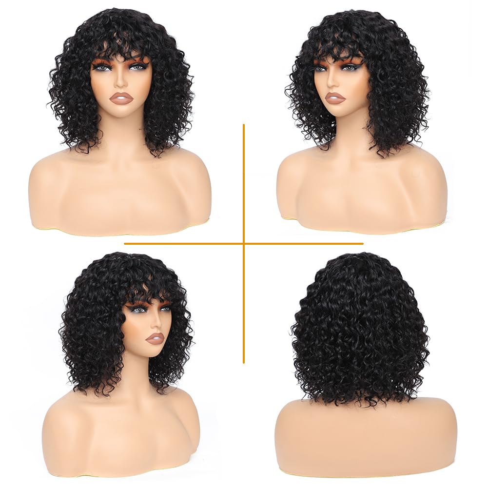 ALISFEEL 12 inch water wave wig suited for work and casual settings.