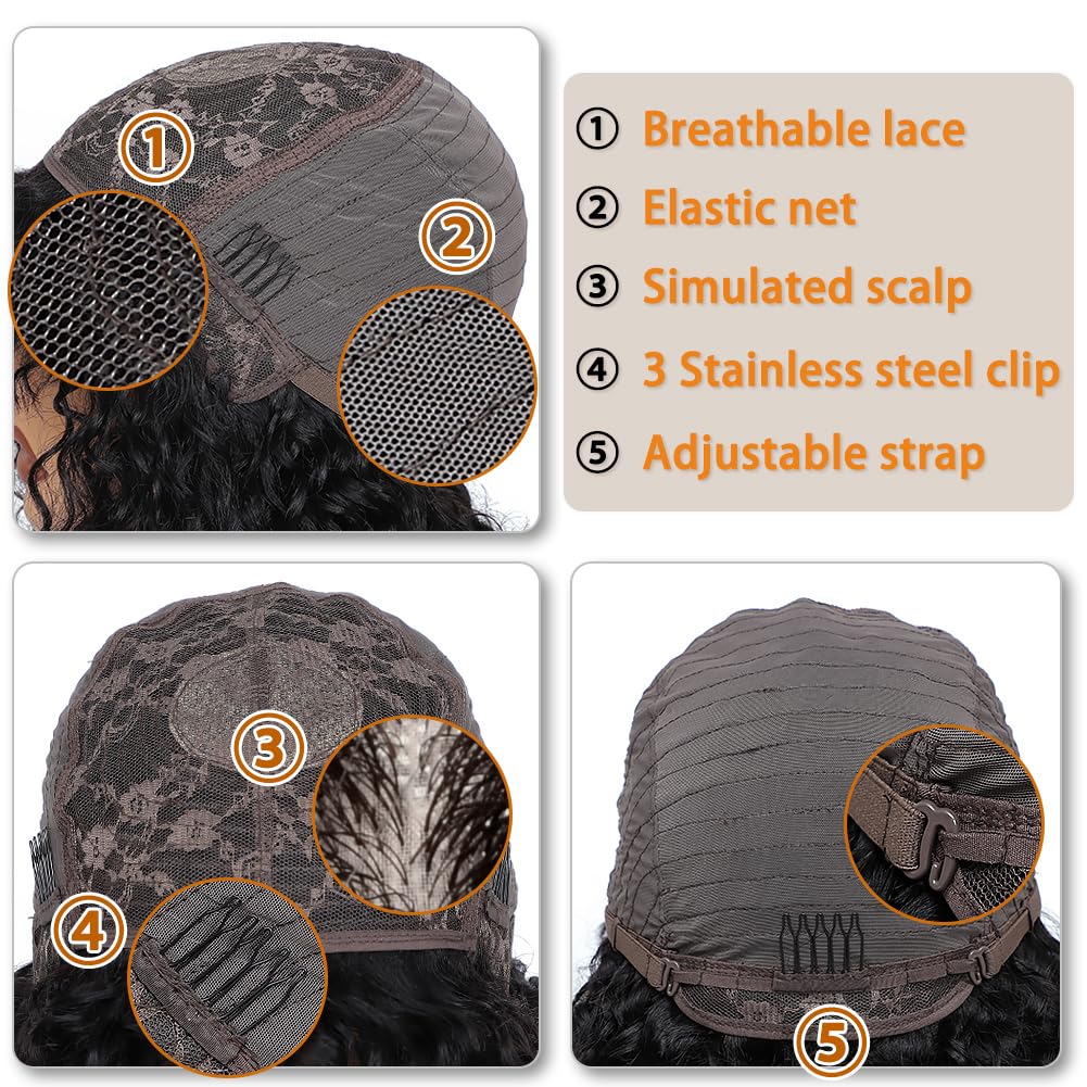 ALISFEEL 150% density black wig for a fuller, natural look.