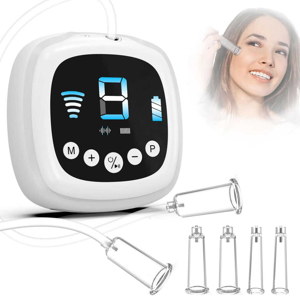 Alitake electric facial cupping set in use with dual cups for precise contouring