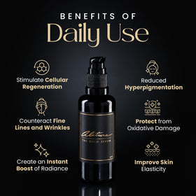 Alitura Gold Serum ingredients highlight featuring organic botanicals and actives.