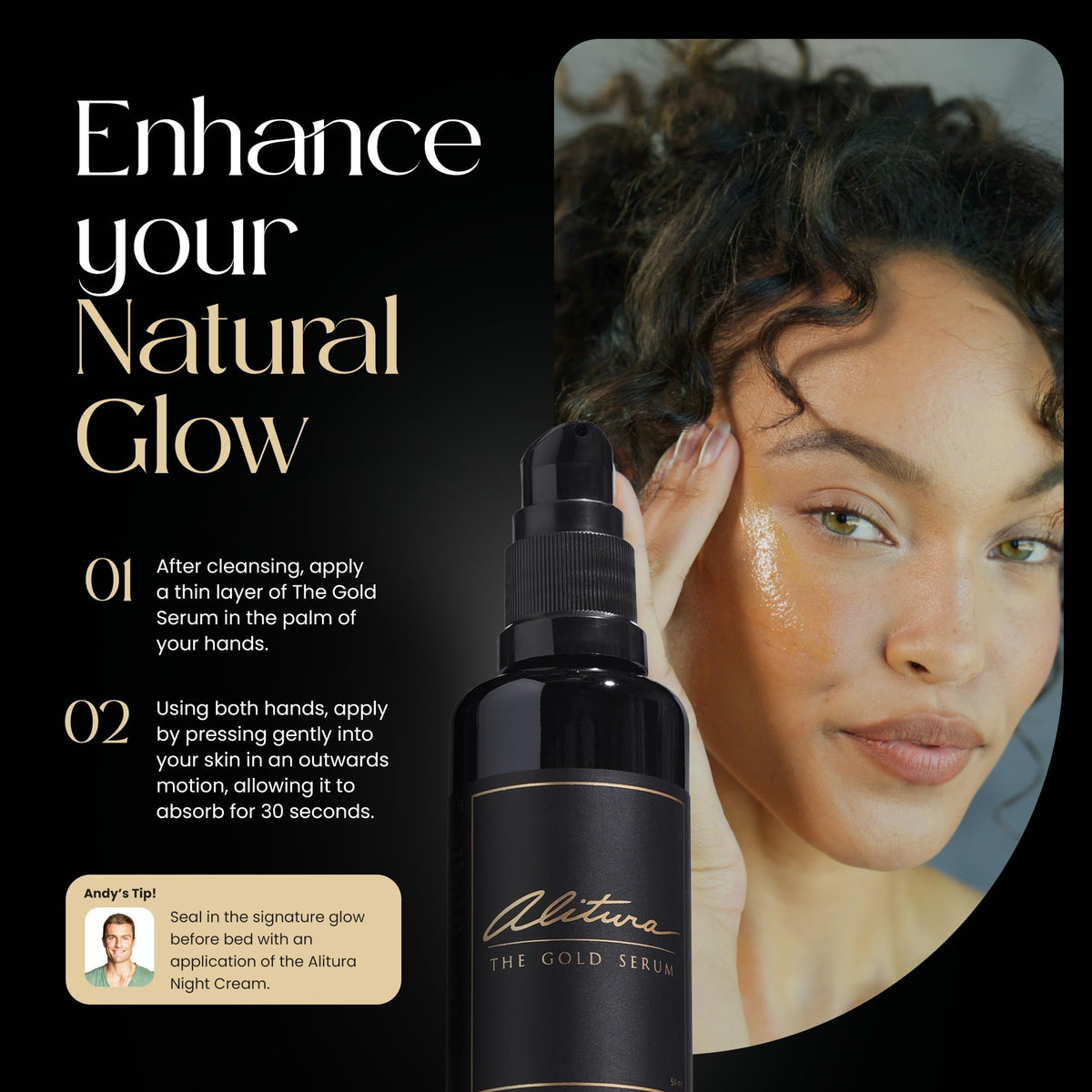 Alitura Gold Serum in violet Miron glass packaging for potency preservation.