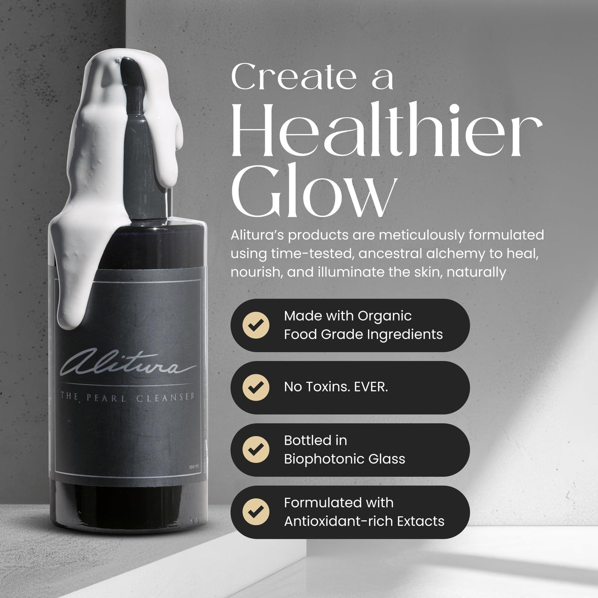 Alitura Pearl Facial Cleanser travel size bottle for on-the-go skin care