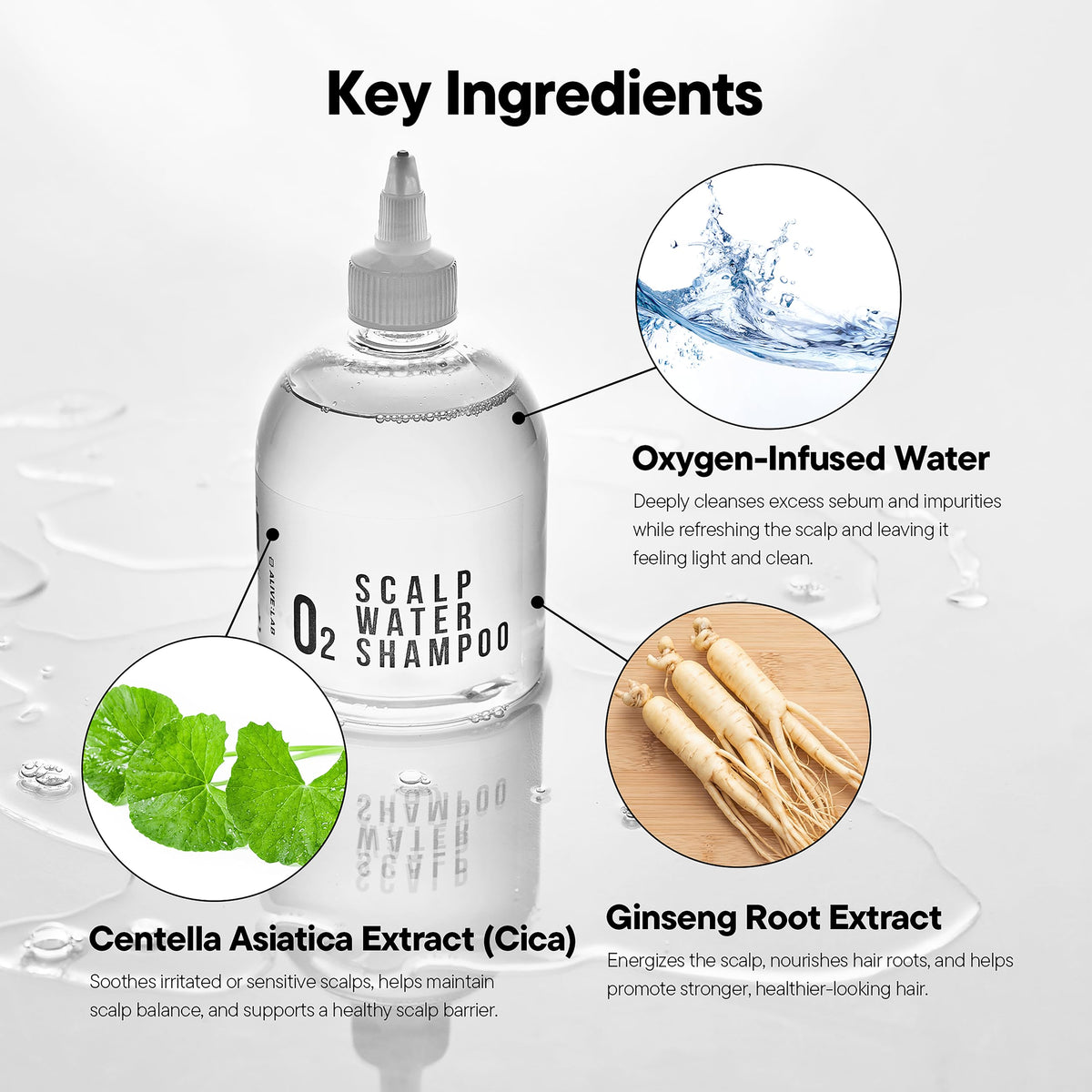 ALIVE:LAB ALIVELAB O2 Scalp Water splash application for easy daily use.