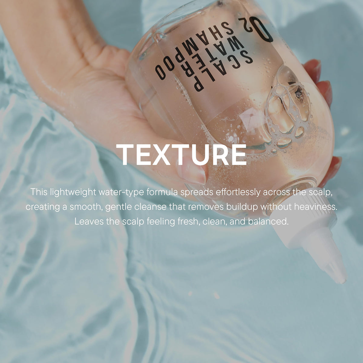 ALIVE:LAB ALIVELAB O2 Scalp Water texture indicating lightweight hydration for hair.