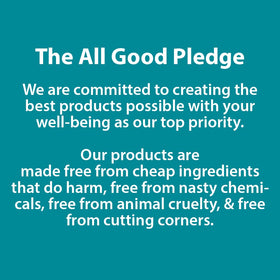 All Good sustainable zero-waste packaging concept with reusable bottle.