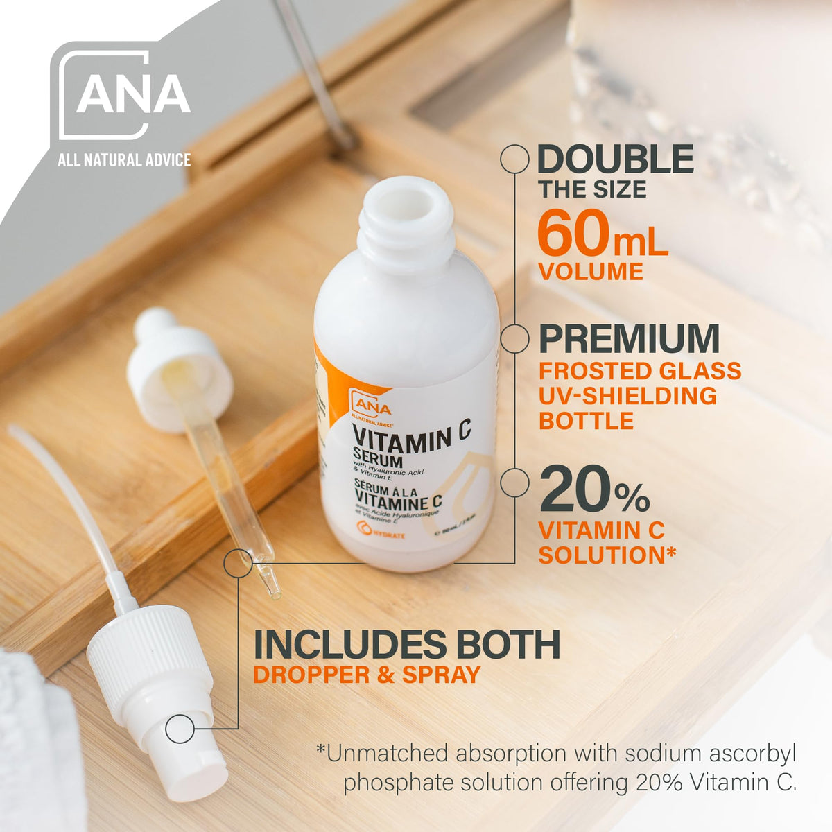 All Natural Advice Vitamin C Serum dropper applying the lightweight formula for radiant skin