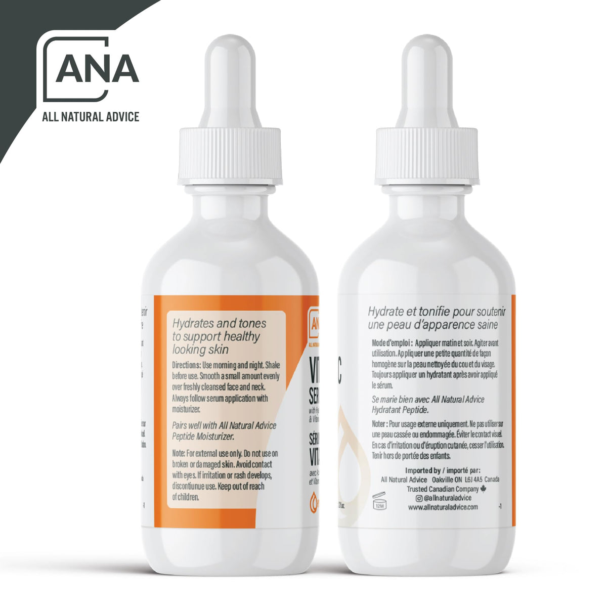 All Natural Advice Vitamin C Serum with organic botanicals in a clean, natural presentation
