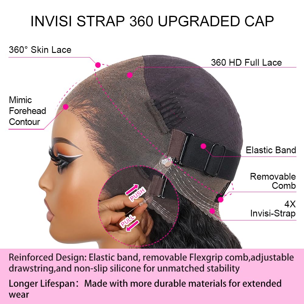 Allboom drawstring 360 lace wig shows secure adjustable fit