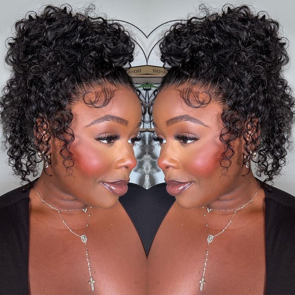 Allboom hidden strap 360 lace front wig with water wave texture for natural look