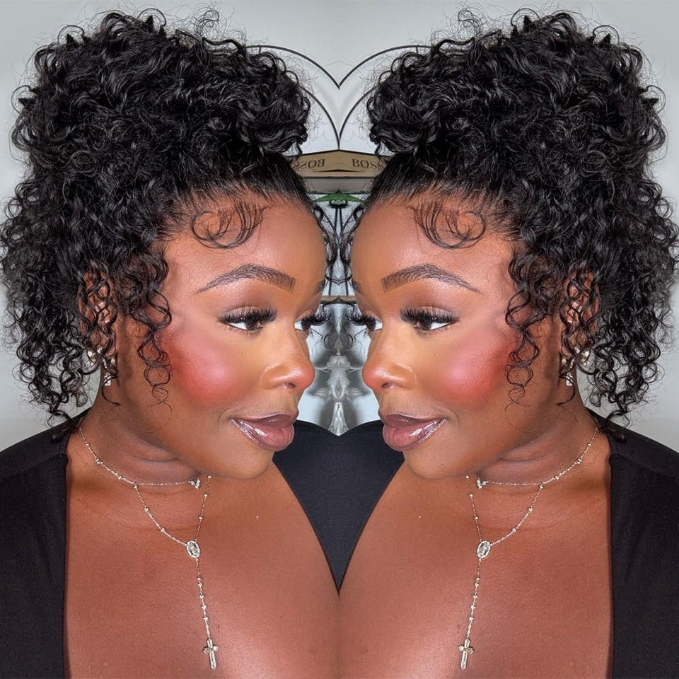 Allboom hidden strap 360 lace front wig with water wave texture for natural look