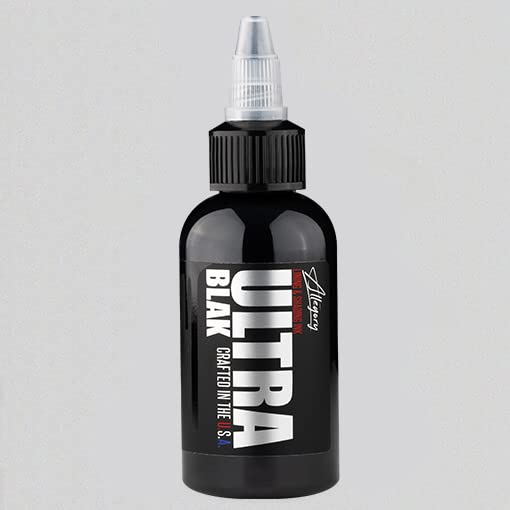 Allegory Ultra BLAK bottle pour shows smooth pigment flow for lining.