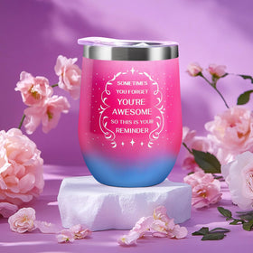 Allemu 8-piece basket shows an insulated mug and lavender candle for relaxing moments.