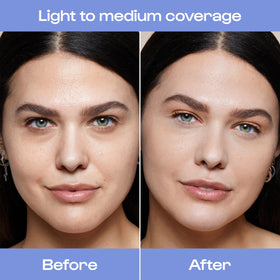ALLEYOOP Game Face Concealer buildable coverage shown on skin for blemish concealment.