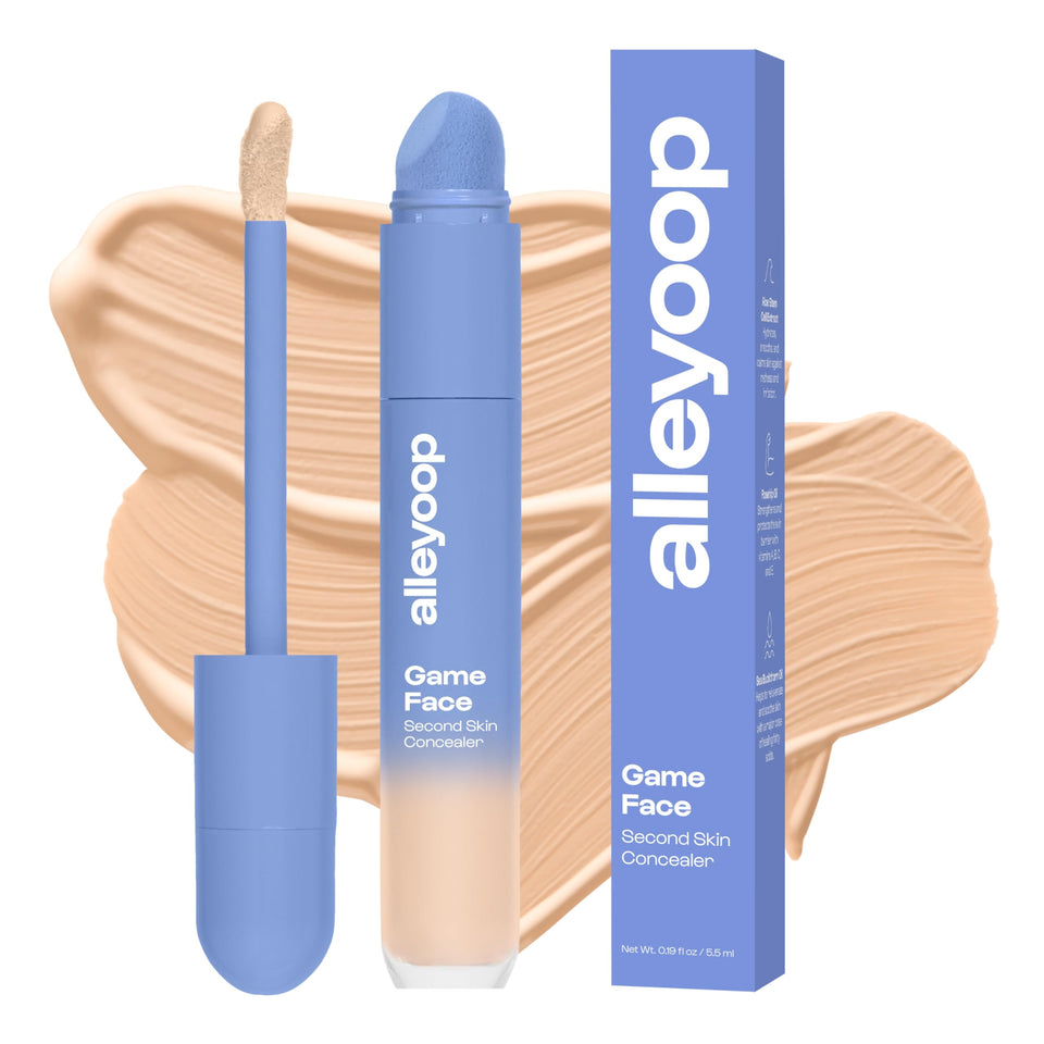ALLEYOOP Game Face Concealer compact spread demonstrates natural under-eye brightening.