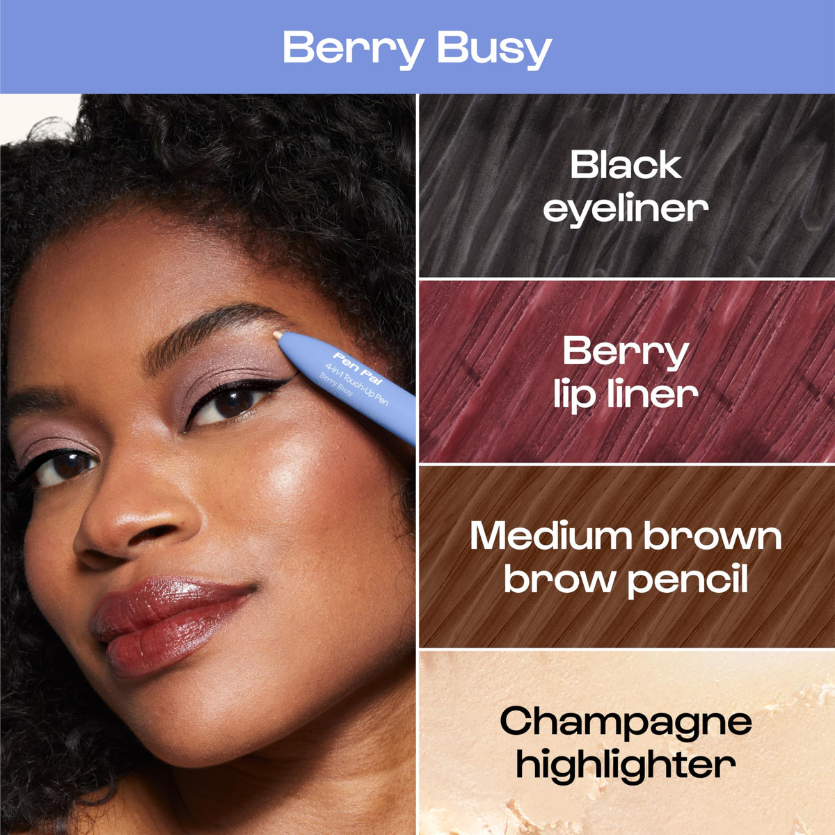 Alleyoop Pen Pal eyebrow pencil defines brows for quick on-the-go shaping.