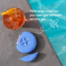 ALLEYOOP portable razor kit in periwinkle color for sensitive skin-friendly touch-ups.