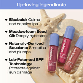 ALLEYOOP Sun Serum Lip Oil SPF 40 Daylight tint on lips with glossy finish