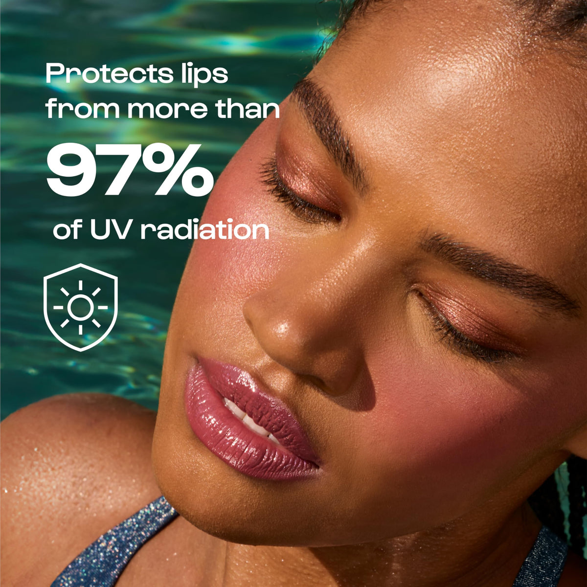 ALLEYOOP Sun Serum Lip Oil SPF 40 close-up gloss showing serum-like shine and comfort.