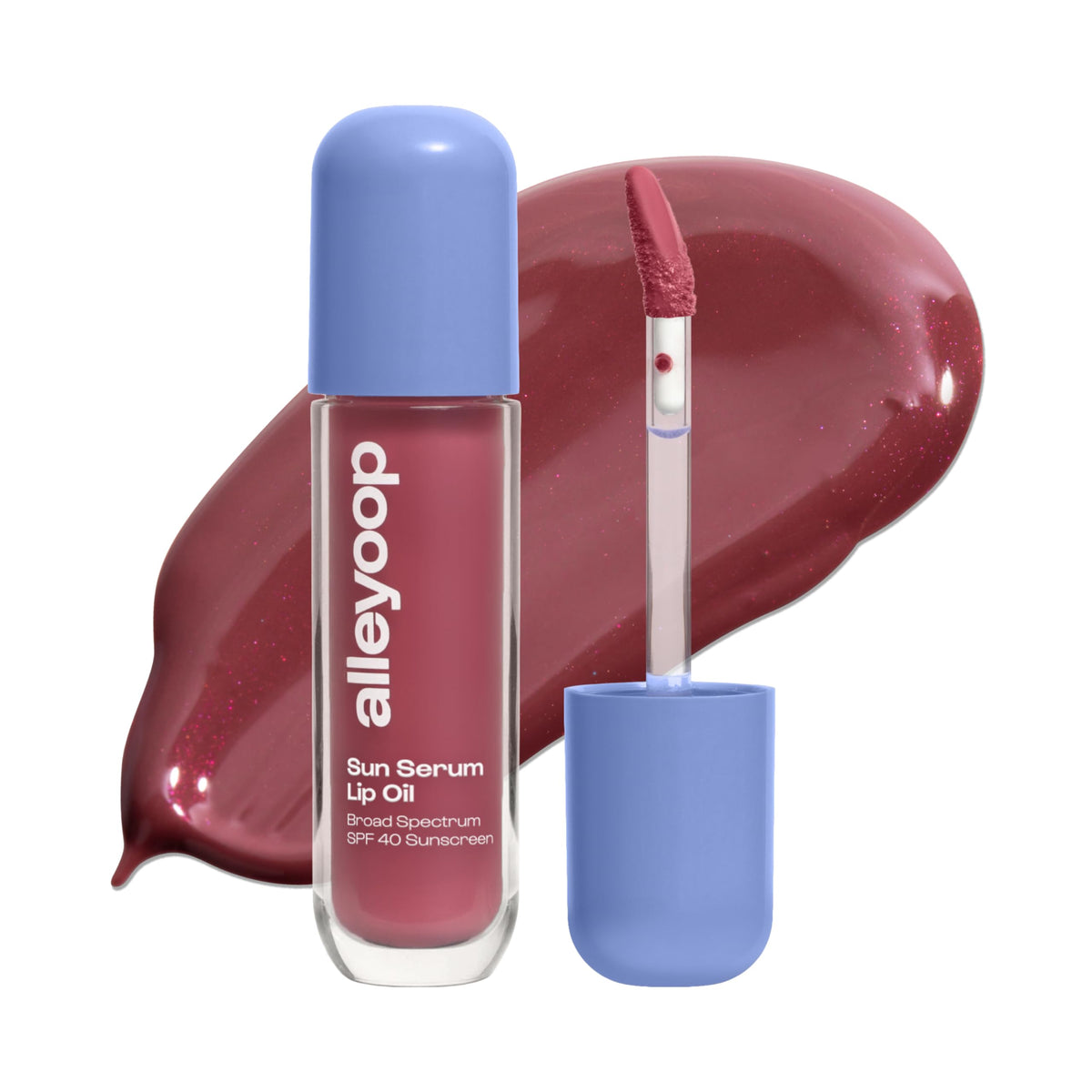 ALLEYOOP Sun Serum Lip Oil SPF 40 in a sleek tube for daily sun protection and hydration.