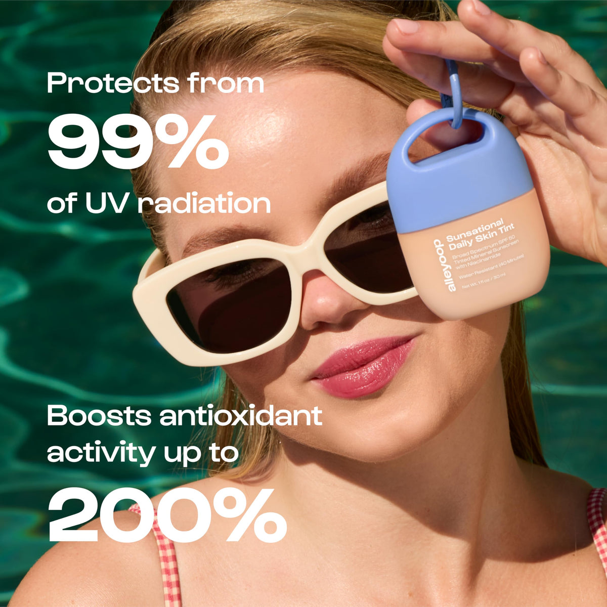 Allantoin soothing action depicted on calm skin.
