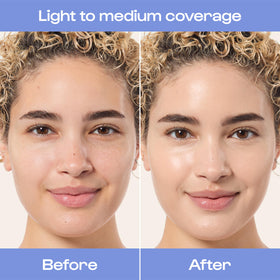 Sunsational tinted cream swatch blending on skin for even tone.
