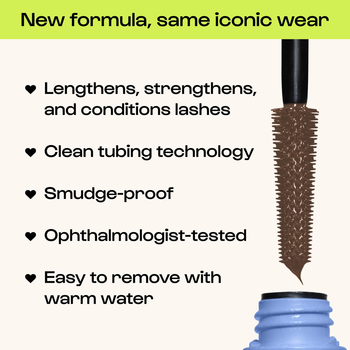 ALLEYOOP Tubing Mascara Brown wand – precision wand for defined, fluttery lashes.