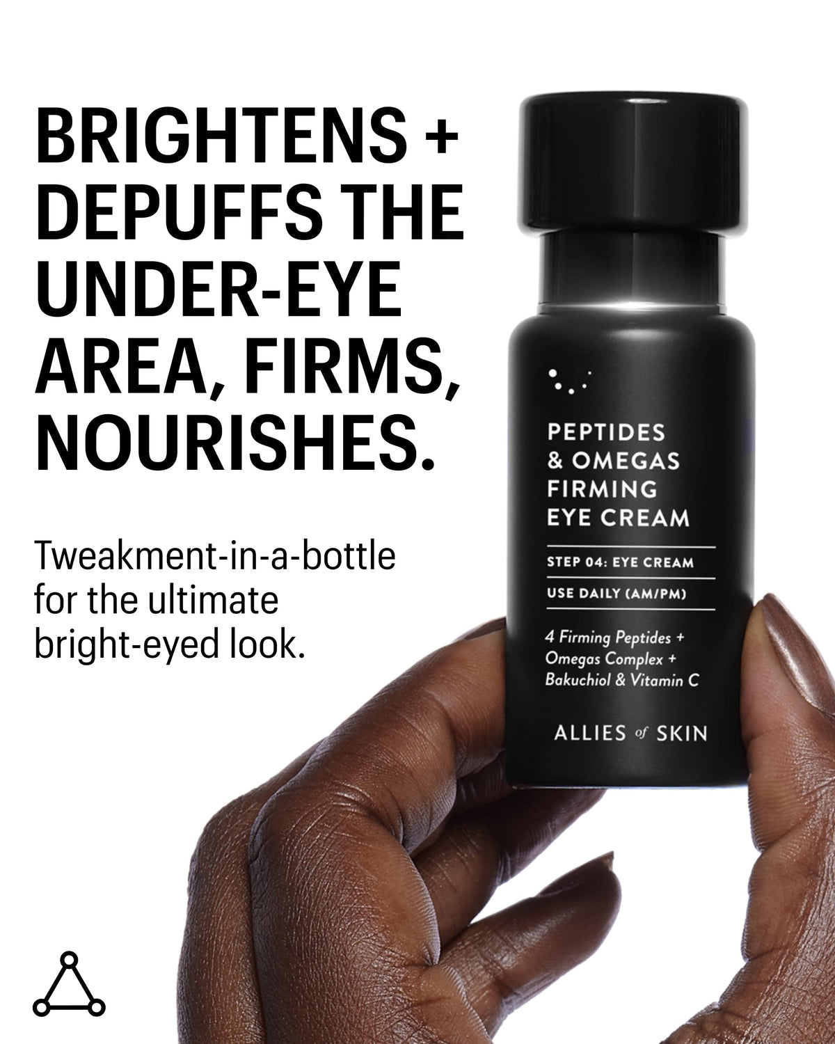Bakuchiol vitamin C eye cream application demonstrates smooth glide on the under-eye area
