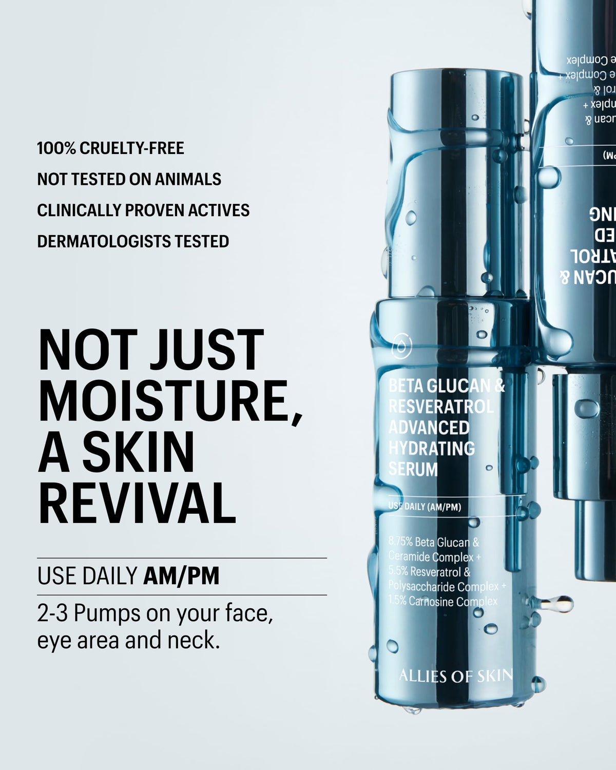 Allies of Skin serum applied on hand demonstrates quick absorption and softness