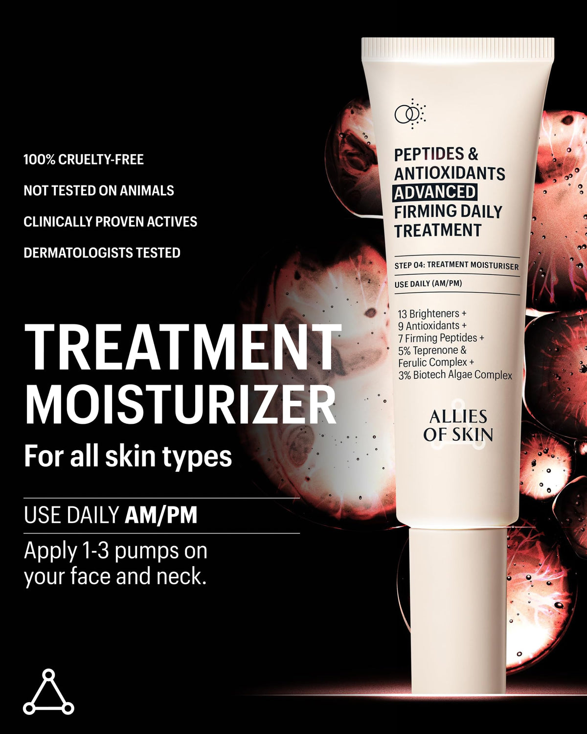 Allies of Skin dermatologist-tested stamp on packaging signals trusted skin health.