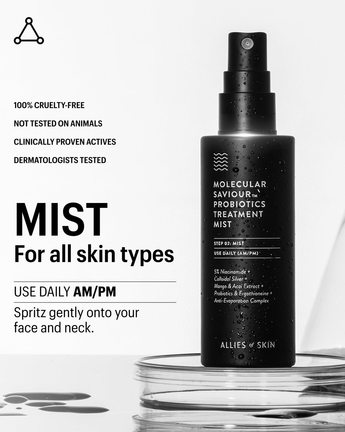 Glutathione in Allies of Skin Probiotic Face Mist for a radiant feel.