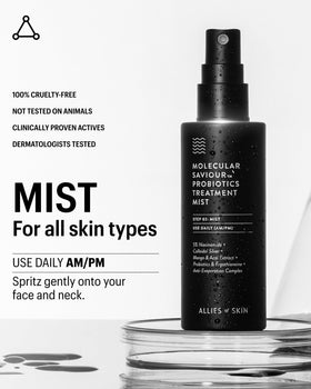 Glutathione in Allies of Skin Probiotic Face Mist for a radiant feel.