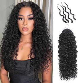 ALLKAN deep wave crochet bundles 16inch showcase voluminous texture for a salon-worthy look.