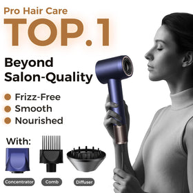 Alloom ionic system reduces frizz and seals moisture for smoother hair.