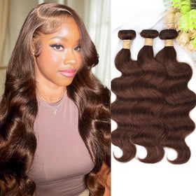 ALLRUN brown body wave bundles 18-22 inch ready for quick weaves