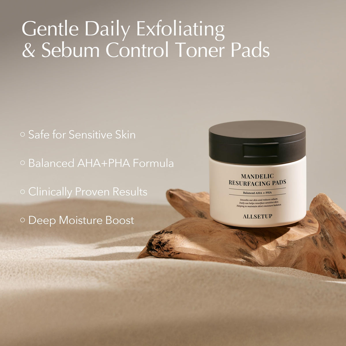 ALLSETUP Mandelic Acid Toner Pads soft side for absorption