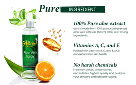 Allurials Aloe Vera Spray pump nozzle demonstrates controlled, gentle application.