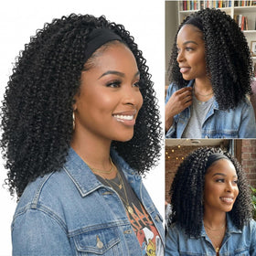 Allyreetress kinky curly headband wig front view with natural look