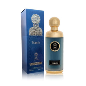 Almas Tragedy EDP oud notes bottle close-up highlighting warm amber and leather