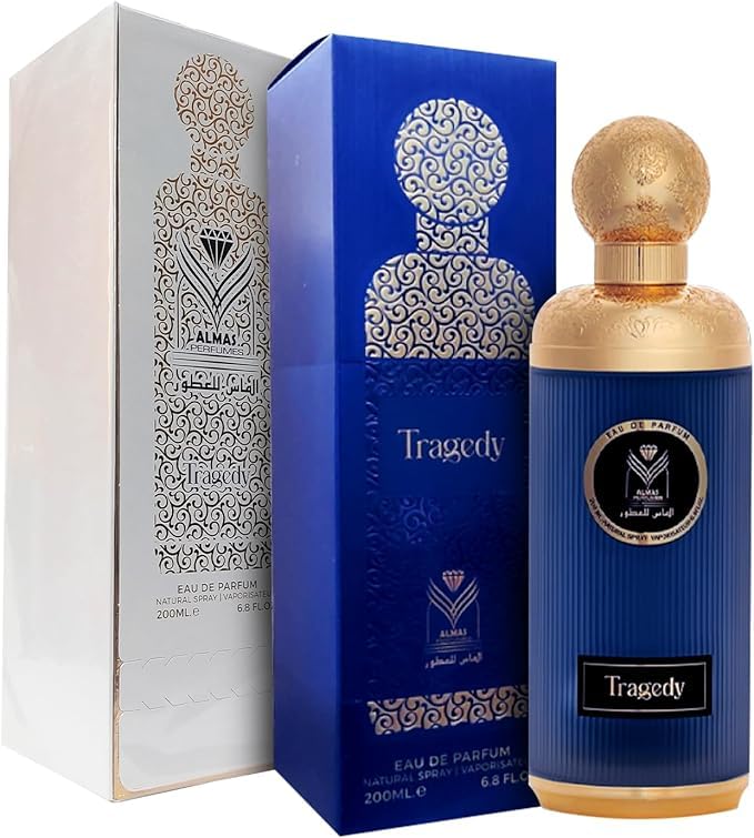 Almas Tragedy EDP spray nozzle image showing precise application for lasting scent