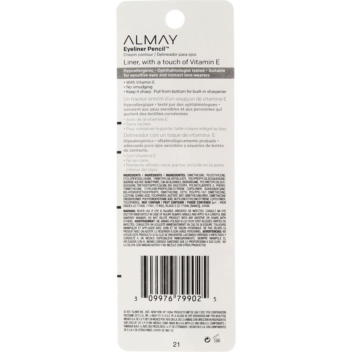 Almay Eyeliner Pencil Black Brown application closeup demonstrates easy glide.