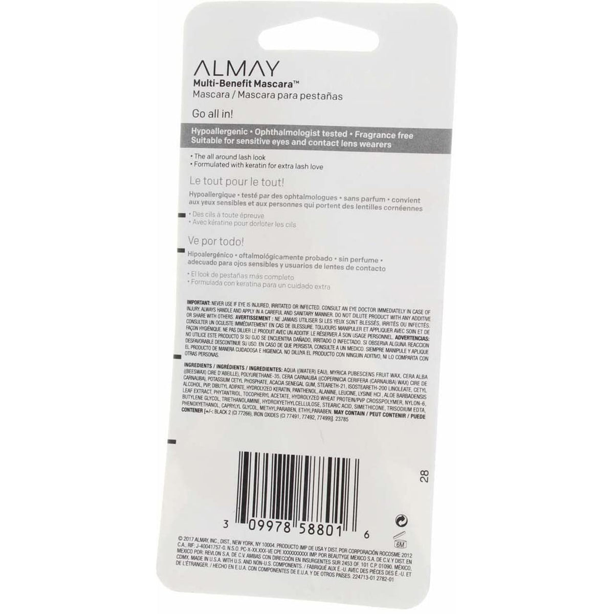 Almay One Coat Mascara brush-application demonstrates quick, single-coat lift on lashes.
