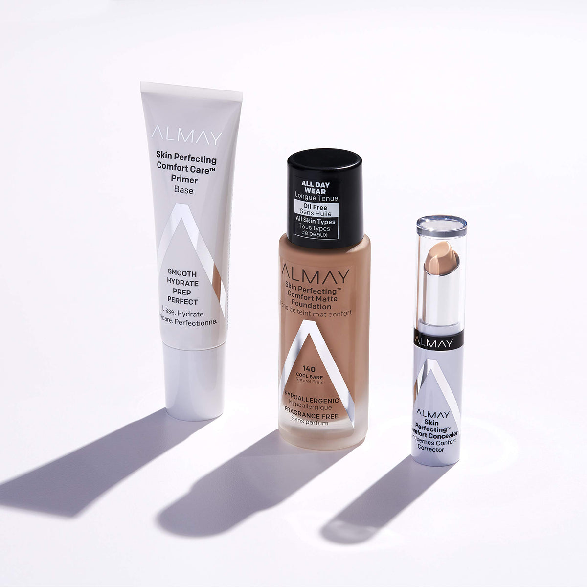 Before and after area showing subtle skin improvement with Almay primer